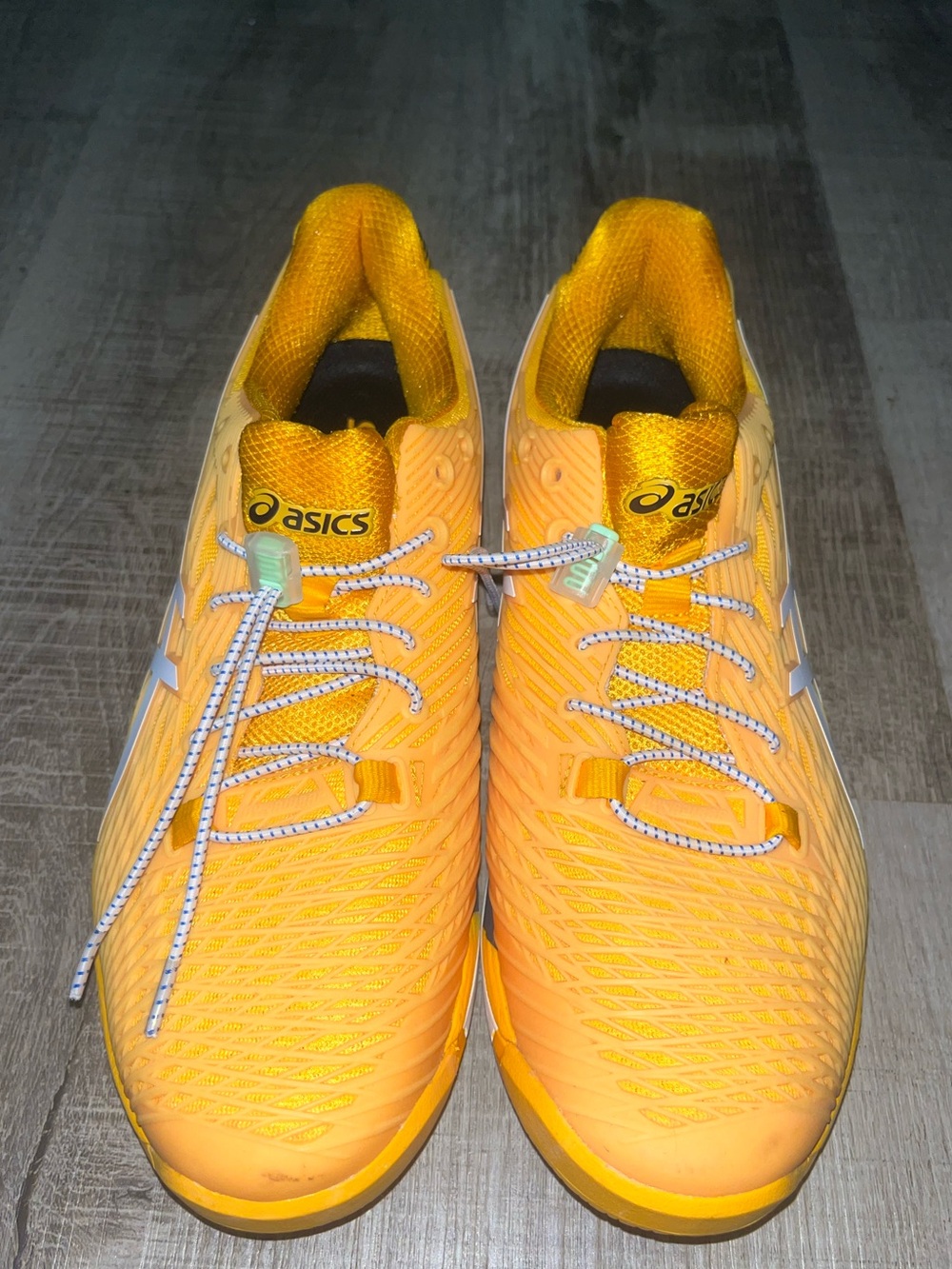 ASICS Solution Speed Ff 2 Clay Tennis Shoe Mens Size 9 Yellow White VGUC - Picture 6 of 8